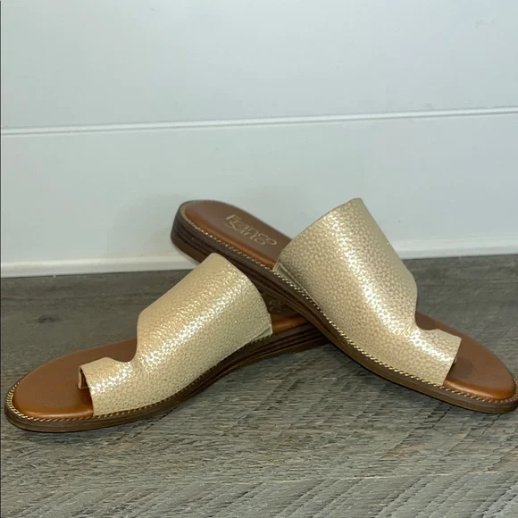 Franco Sarto Womens Pebbled/Metallic Gem Leather Slip On Slide Sandals - Size 8 - Picture 8 of 9